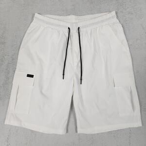 NEW SHEIN Men's XL Cargo Shorts Elastic Waist Drawstring White